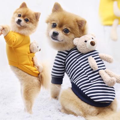 China Autumn Viable Winter Sweater Dog Fashion Pocket Sweatshirt Striped Pet Clothes for sale