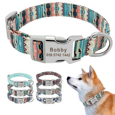 China Customized Printed Nylon Pet Collar Dog Collar Personalized Engraved Puppy Name Collar for sale