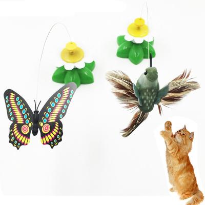 China Stocked Cute Electric Rotating Funny Cat Toys Scratch Toy Butterfly Colorful Bird Dog Intelligence Training for sale