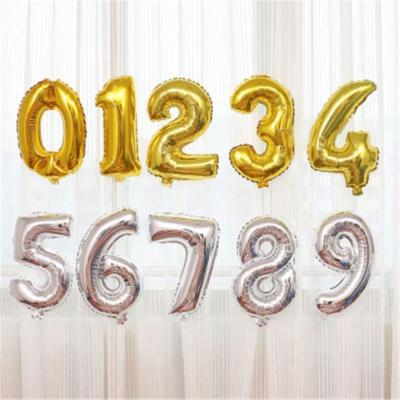 China Foil Foil Foil Foil Film//501 Digital 16 Inch Birthday Foil Gold And Silver Foil Balloons Kids 0-9 Birthday Party Decorations for sale