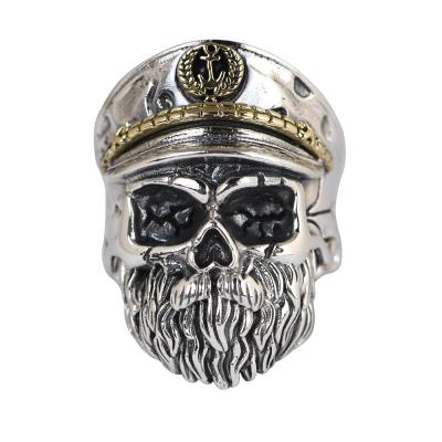 China Cool Punk 925 Sterling Silver Retro Fashion Hip Hop Fashion Punk Fashion Men's Silver Skull Ring for sale