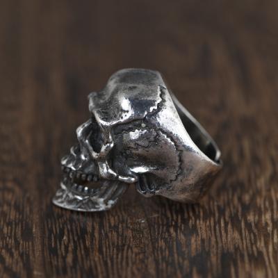 China 100% Real 925 Sterling Silver Retro Hip Hop Skull Punk Men Opening Fashion Silver Ring Gift for sale