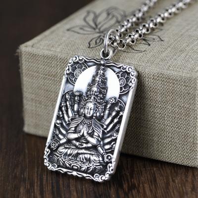 China 999 Sterling Silver Buddhism Eight Guardian Deities Pendant 12 Zodiac Benming Buddha Ethnic Pendant Unisex for sale