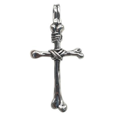 China Real 925 Wholesale CLASSICS Sterling Silver Pendant for men and women hip hop rock bone jewelry cross pendant for sale