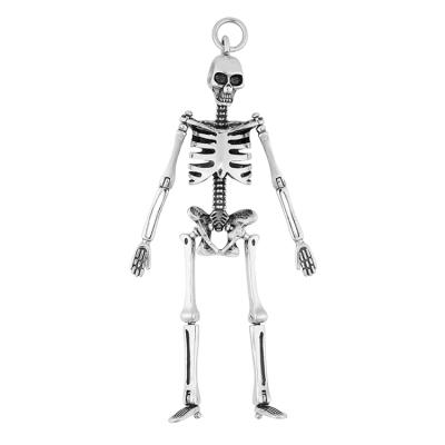 China Hiphop Mens Pendant 100% S925 Sterling Silver Skeleton Hip Hop Zombie Jewelry Pendant For Mens Boy for sale