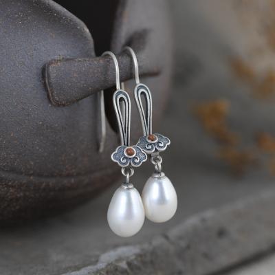 China TRENDY Ruyi Jewelry Popular Agate Earrings 100% S925 Sterling Silver Fashion Bead Earrings For Women for sale