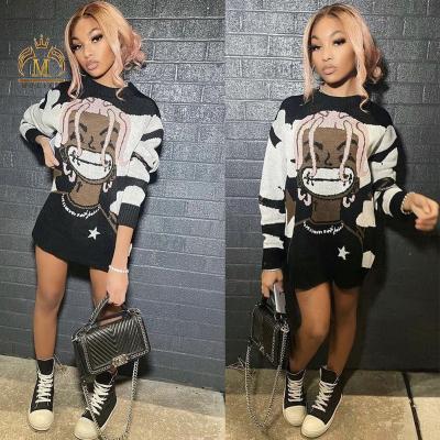 China Fashionable Winter Women's Street Wear Sweater Casual Graphic Women Sweater Knitting Tops Loose Breathable Trendy Sweaters for sale