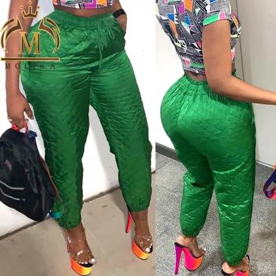 China New Arrival Winter Autumn Anti-pilling High Waist High Quality Green Outdoor Pants Quilted Casual Women's Pants And Trousers for sale