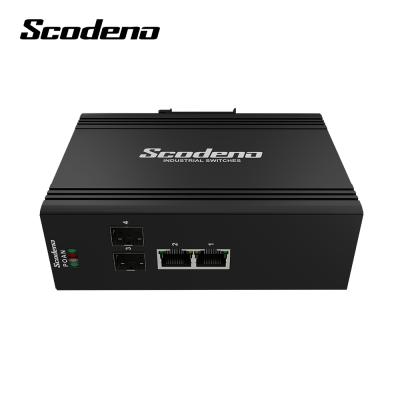 China Scodeno 10/100/1000 Gigabit 10/100/1000 Mbps 2 Fiber Port RJ45 Port Surveillance/Transportation With Industrial POE Ethernet Switch for sale