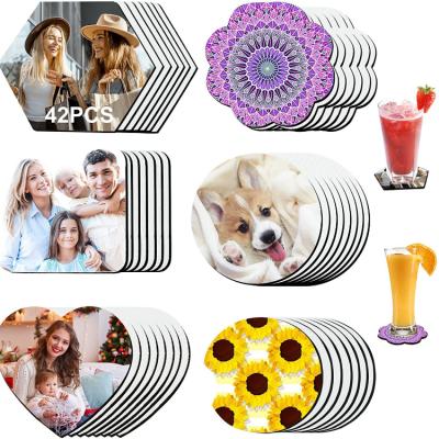 China Custom Non Viable Non Slip Absorbent DIY Cup Washable Mat Tea Drinks Coffee Beer Round Coaster for sale