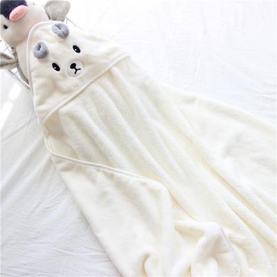 China Wearable Custom Soft Coral Cotton Fleece Cute Quality Throw Baby Receiving Blankets for sale