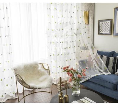 China High Quality Modern Bedroom Window Star Embroidered Curtains For Living Room for sale