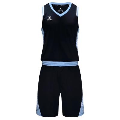 China Custom Made KELME Mens Tank Tops Suits Teamwear Club Basketball Uniform Sets Breathable Tank Tops Team Basketball Uniform Sets for sale