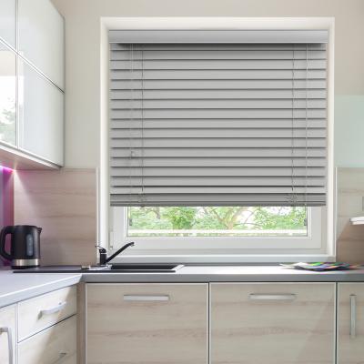 China 2 Inch Contemporary Fauxwood Blind Cordless White Faux Wood Shade Venetian Blinds for sale