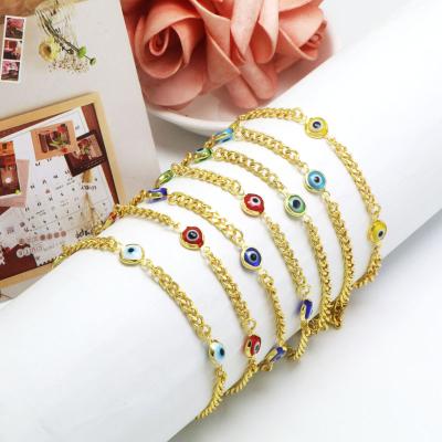 China FASHIONABLE Jewelry Gold Plated Turkish Jewelry Baby Pink Red Evil Eye Beaded Bracelets for sale