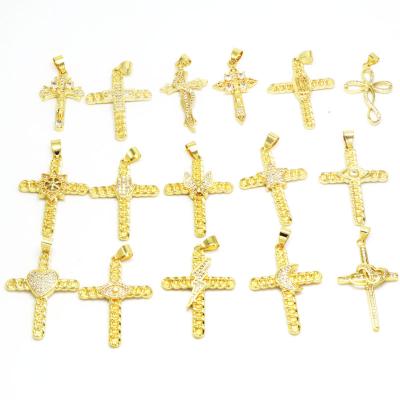 China Religious Necklace 18k Gold Pendant Jesus Diamond Cross Virgin Mary Butterfly Gold Plating Zirconia Virgin Mary necklaceWomen Jewelry for sale