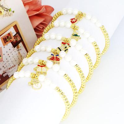 China TRENDY Bracelet Beads Christmas Necklace For Kids Women Christmas Tree Snowflake Bangles Pendant Bracelets For Women for sale