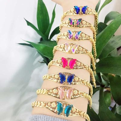 China Other Pulsera Virgen De Guadalupe 18k Oro Laminado Italino Gold Plated Butterfly Virgencita Esclava Tricolor Bracelet For Women for sale