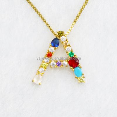 China FASHIONABLE Hot Selling English Letter Pendant Women's Necklace 26 Zircon Necklace CopperColor for sale