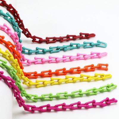 China Hiphop U Chain Cuba Multi Colors Enamel Brass Copper Finish Roll Chains For Jewelry Making for sale