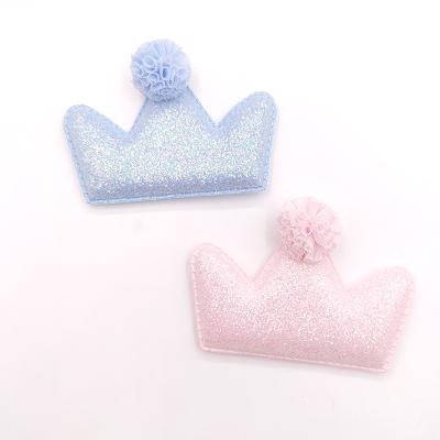 China Glitter Babies Hair Accessories Handmade Sequins Crown Padded Appliqued For BB Clip Decoration for sale