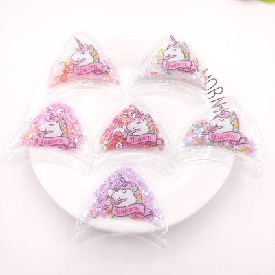 China European and American style the unicorn DIY imagination quicksand PVC sequins children's hair tie animal hairpin accessories for sale