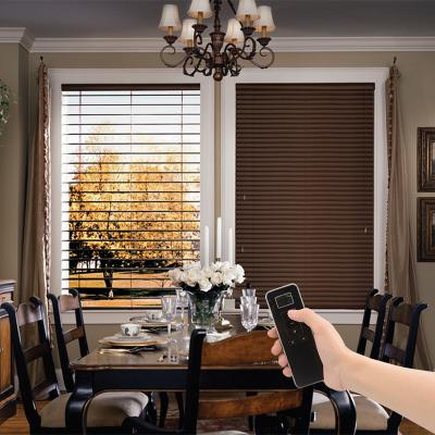 China Modern Window Covering Motorized Online Wooden Blind With Remote Control for sale