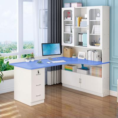 China Simple Expandable Home Computer Desk Bedroom Student Kids Study Table Integrated Desk Shelf for sale