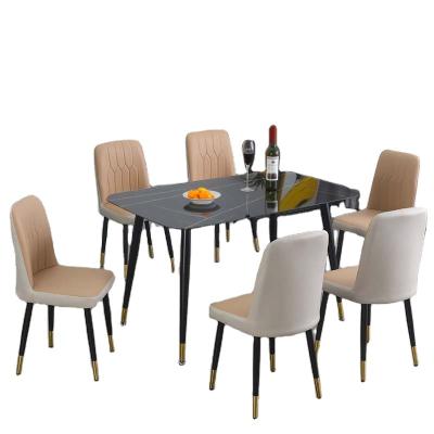 China Simple Marble Rectangular Dining Table and Chair Quality Regular Modern Lightweight Luxury Dining Table Chair for sale