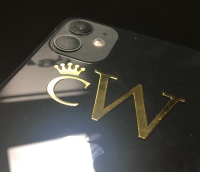 China JinSui Anti-Counterfeit Customized Die Cut Nickel Emboss Custom Embossed Letter Transfer Gold Foil Logo Alphabet Stickers Labels for sale