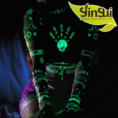 China Temporary Glow In The Dark Glitter Powder Temporary PVC Tattoo Paper Sticker for sale