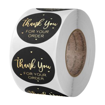 China Custom Sticker House Decor Seals Labels Christmas Party Envelope Wedding Black Thank You Roll Stickers for sale