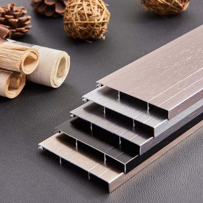 China Modern Vintage Aluminum Alloy Brushed Silver Matte Skirting Board Hospital Skriting Panel for sale