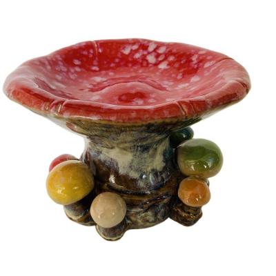 China Hand Painted Outdoor Indoor Ceramic Glazed Mushroom Garden Home Decoration Yard Decoration Mushroom Statues for sale