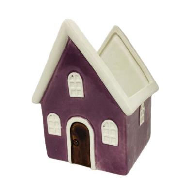 China Garden Decoration Hand Paint Modern Simple House Shaped Porcelain Ceramic Bird Feeder for sale