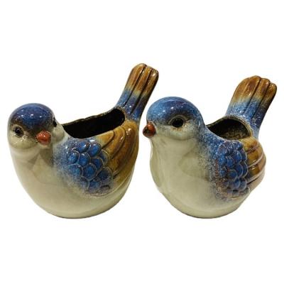 China American Style Pot Planter Succulent Garden Decor Ornaments Ceramic Bonsai Plant Pot Cute Bird Flower Pot for sale