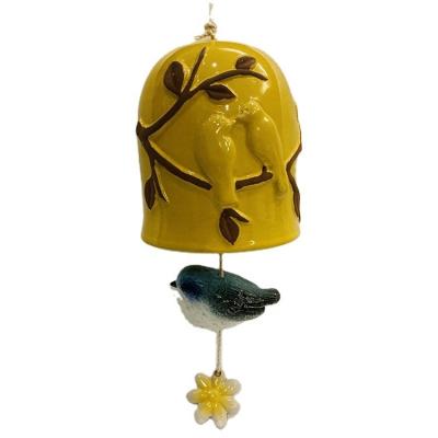 China Art Deco Indoor Outdoor Home Decoration Chandelier Bird Design Wind Bell Rings Ceramic for sale