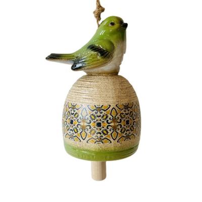 China Creative Ceramic Art Deco Home Decoration Bird Wind Bell Garden for sale