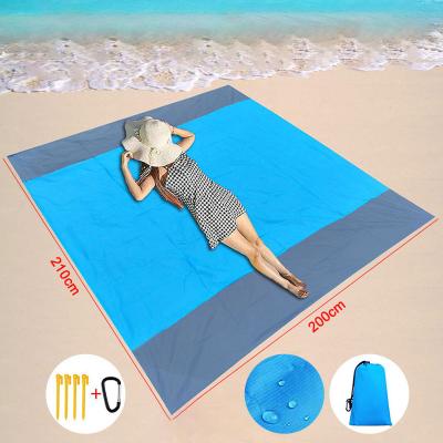 China 200x210cm Portable Sand Beach Mat Travel Picnic Free Camping Blanket Waterproof Blanket In Pocket for sale