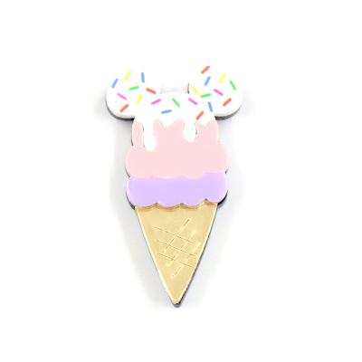 China 2022 Main New Arrival Acrylic Hot Sale BHS081BH1058 Ice Cream Mouse (Safety Pin) Laser Cut Acrylic Jewelry Summer Handmade Brooch for sale