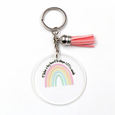 China Newcomer KHS223KH1146 2022 Acrylic It Takes A Big Heart To Form Small Minds Teacher's Day Gift White Acrylic Key Chain for sale