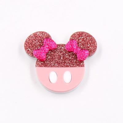 China 2022 New Design BHS082BH1061 New Arrival Mouse Head Pink Acrylic Laser Cut Acrylic Jewelry Handmade Brooch for sale