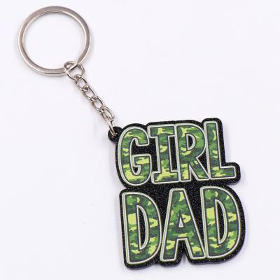 China Wholesale 2022 New Acrylic Dad Daughter Factory KHS224KH1140 Key Chain For Father's Gift Camouflage Printed Acrylic Key Chain for sale