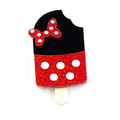 China 2022 New Arrival BHS080BH1056 Acrylic Popsicle Brooch (Safety Pin) Laser Cut Acrylic Jewelry Dot Handmade Summer Brooches White Red for sale