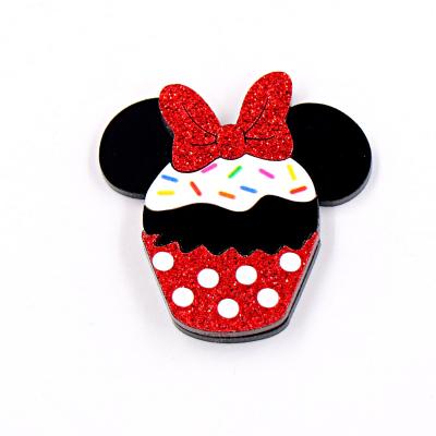 China BHS079BH1055 2022 new arrival cute ice cream cake brooch acrylic kids cute mouse head laser cut acrylic (safety pin) jewelry for baby for sale