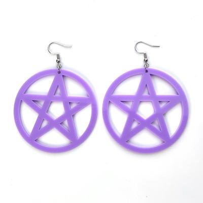 China ERS057AH005 Cute Women's Lace Earrings Lavender Lightning Star Pentagon Acrylic Drop Earrings for sale