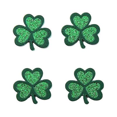 China Best ERS331ST069 Wholesale Cute Selling Cute UV Glitter Green Clover Stud Earrings Acrylic Print Earrings for sale