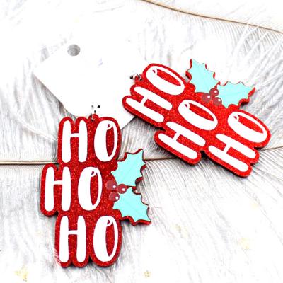 China Wholesale Acrylic Glitter Ho Ho Christmas Dangle Earrings From Factory Cute ERS393HP086 for sale