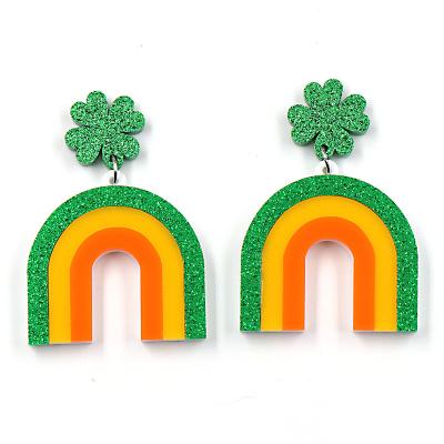 China Cute ERS253BER1330 Drop Shipping Hot Selling Fashion Trendy Clover Handmade Acrylic Earrings For Women for sale