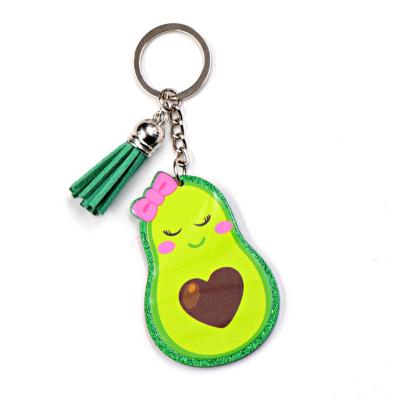 China Factory KHS158KH1040 Acrylic Cute Avocado UV Printed Laser Cut Purse Charm Key Chain for sale